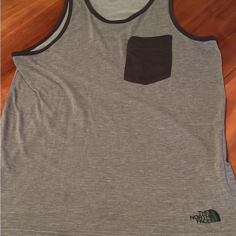 The North Face Gray Tank Top with Black Trim & Pocket